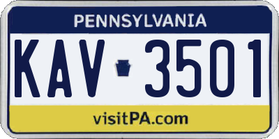 PA license plate KAV3501