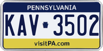 PA license plate KAV3502