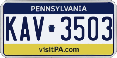 PA license plate KAV3503