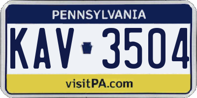 PA license plate KAV3504