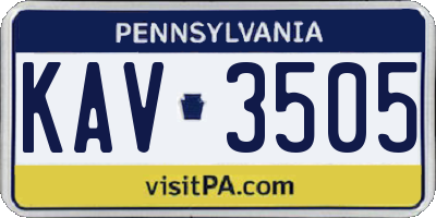 PA license plate KAV3505
