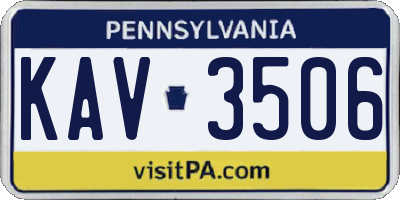 PA license plate KAV3506