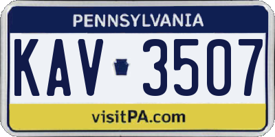 PA license plate KAV3507