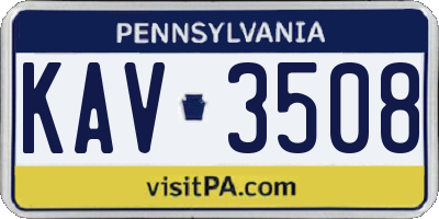 PA license plate KAV3508
