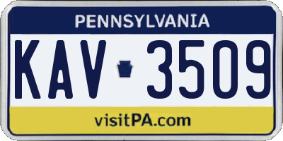 PA license plate KAV3509