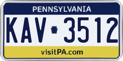PA license plate KAV3512