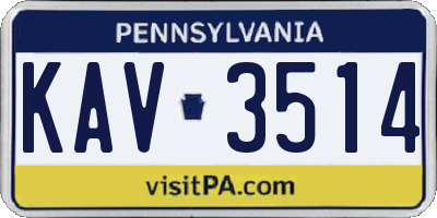 PA license plate KAV3514
