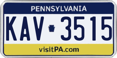 PA license plate KAV3515