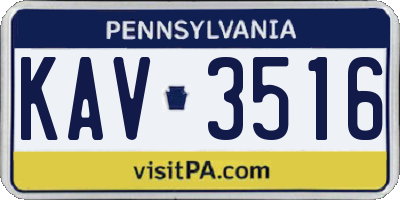 PA license plate KAV3516