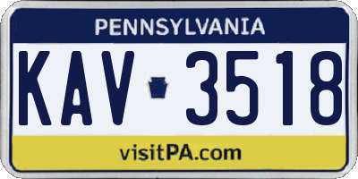 PA license plate KAV3518