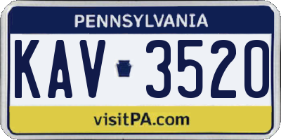 PA license plate KAV3520
