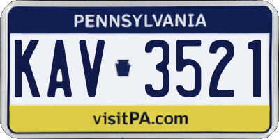 PA license plate KAV3521
