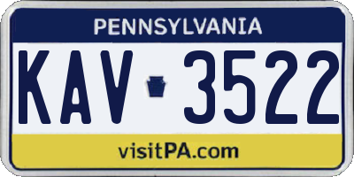 PA license plate KAV3522