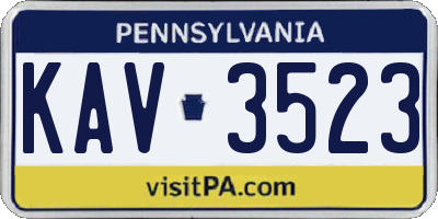 PA license plate KAV3523
