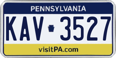 PA license plate KAV3527