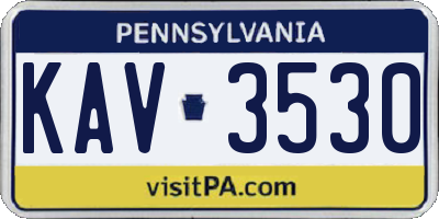 PA license plate KAV3530