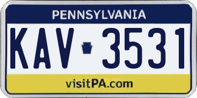 PA license plate KAV3531