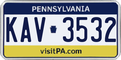 PA license plate KAV3532