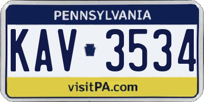 PA license plate KAV3534