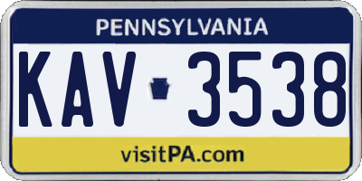 PA license plate KAV3538