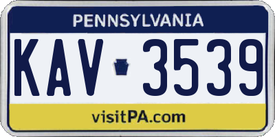 PA license plate KAV3539