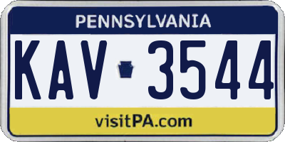 PA license plate KAV3544