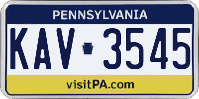 PA license plate KAV3545