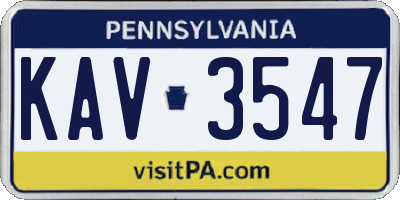 PA license plate KAV3547
