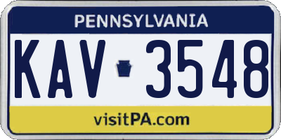 PA license plate KAV3548