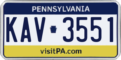 PA license plate KAV3551