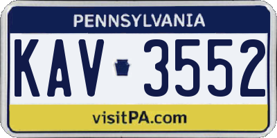PA license plate KAV3552