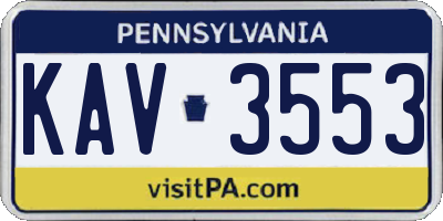 PA license plate KAV3553