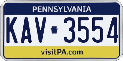 PA license plate KAV3554