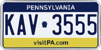 PA license plate KAV3555