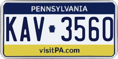 PA license plate KAV3560