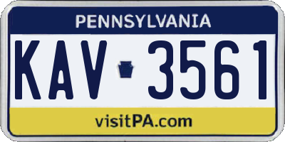 PA license plate KAV3561