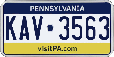 PA license plate KAV3563