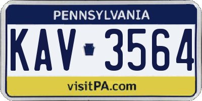 PA license plate KAV3564