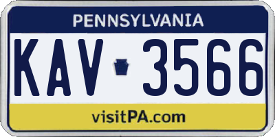 PA license plate KAV3566