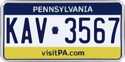 PA license plate KAV3567