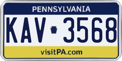 PA license plate KAV3568