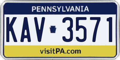 PA license plate KAV3571