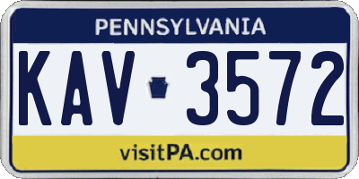 PA license plate KAV3572