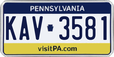 PA license plate KAV3581
