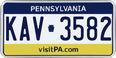 PA license plate KAV3582