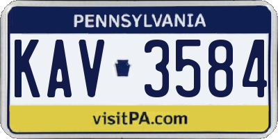 PA license plate KAV3584