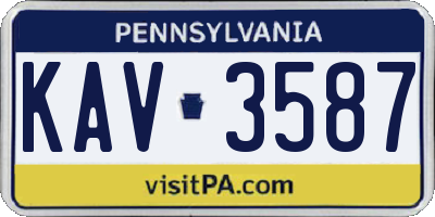 PA license plate KAV3587