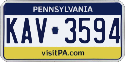 PA license plate KAV3594