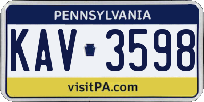 PA license plate KAV3598