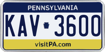 PA license plate KAV3600